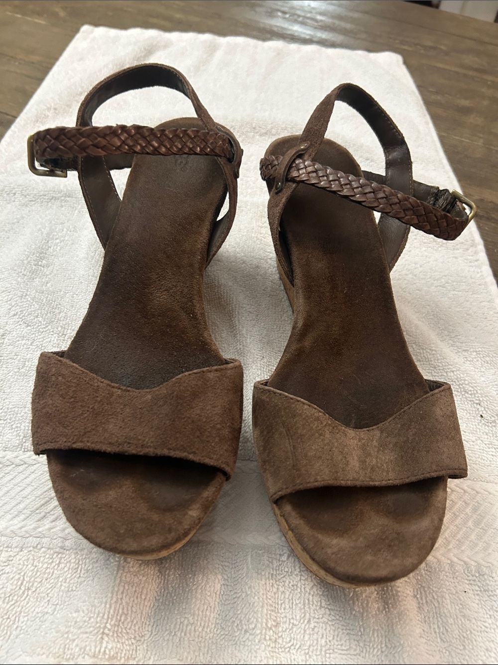 UGG Women's Brown Suede Braided Ankle-Strap Sandals